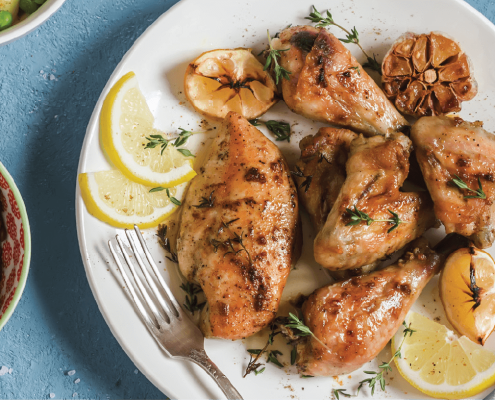 Печено пиле с чесън и билки