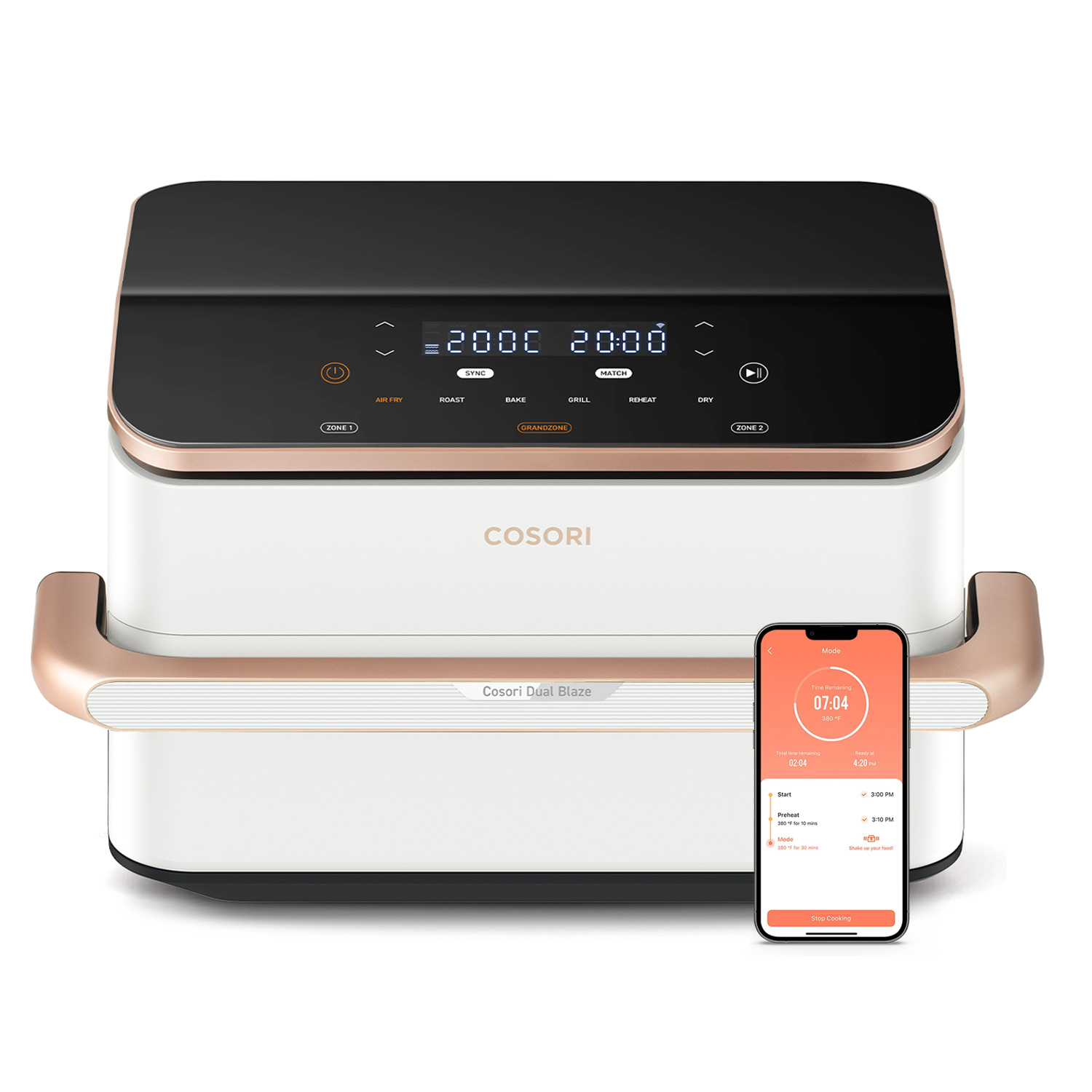 Фритюрник с горещ въздух Cosori Dual Blaze TwinFry CAF-TF101S, 10L, Бял
