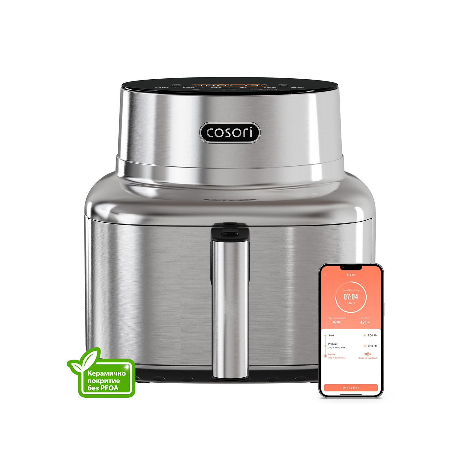 Фритюрник с горещ въздух Cosori Iconic CAF-SE601S, 6.2L, Неръждаема стомана